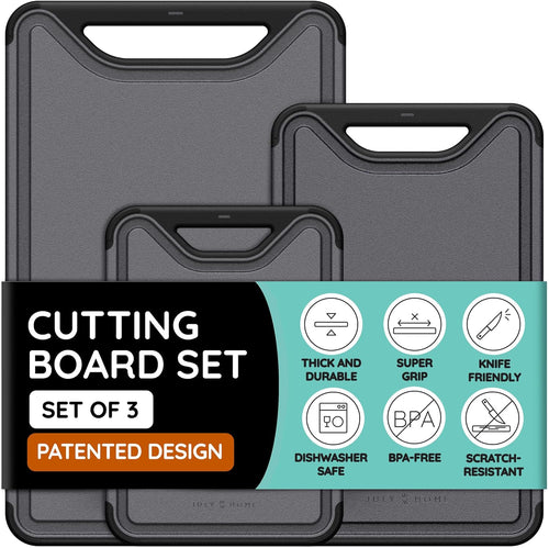 Cutting Board Set of 3, Black/Gray